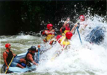 Raft in, bunk down for the night, raft out