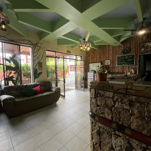 Reception desk and welcome area in the main lobby.