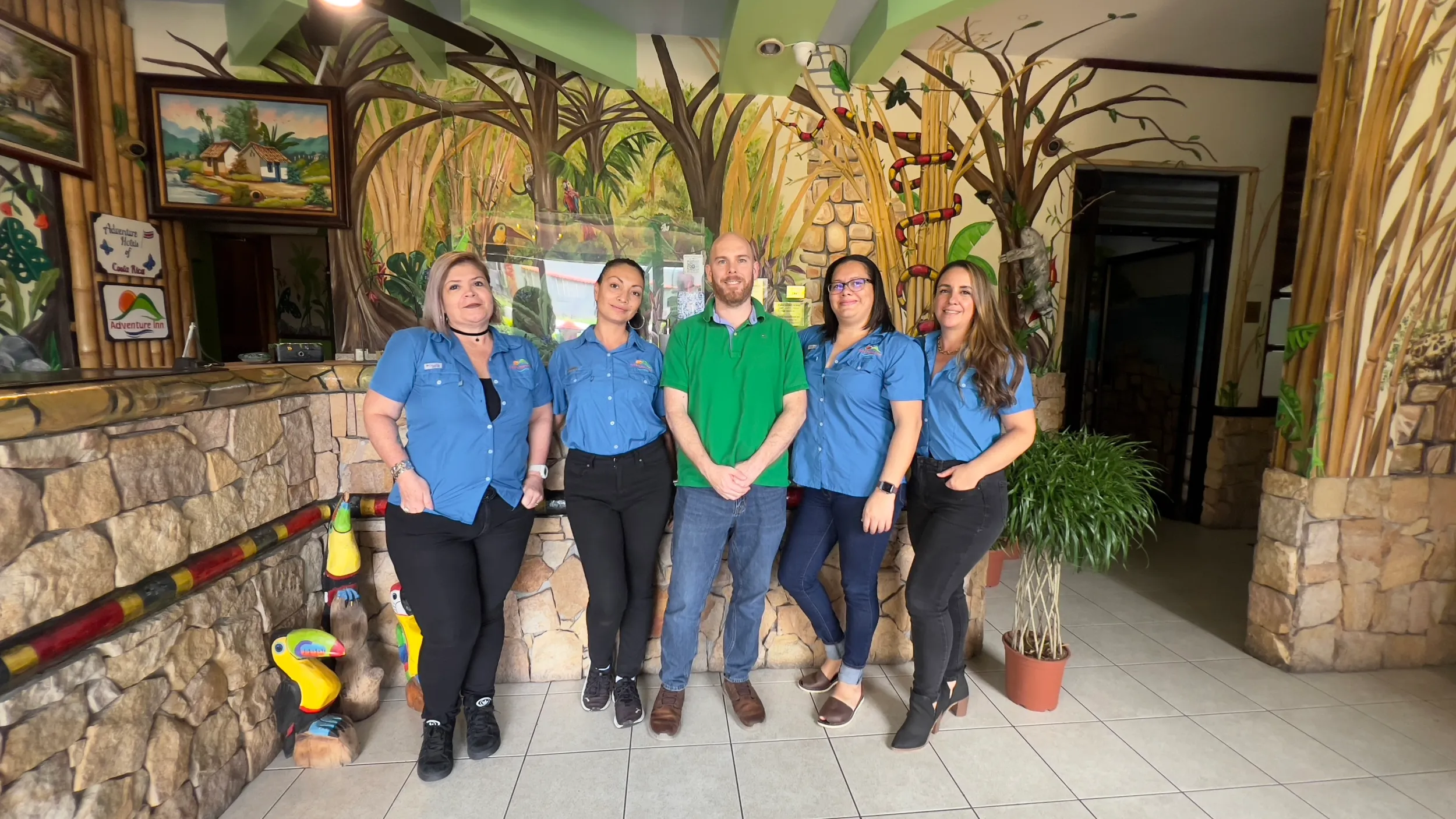 Adventure Inn front desk team in Cariari